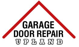 Logo for Garage Door Repair Upland with a red roofline design.