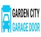 Logo with a car icon and "Garden City Garage Door" text in blue and black.