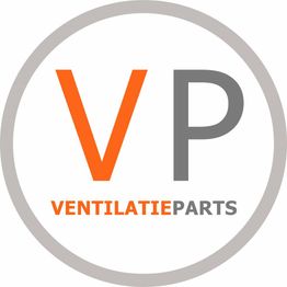 Logo met de letters "VP" in oranje en grijs, tekst "VENTILATIE PARTS" eronder.