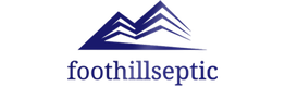 Blue geometric mountain and text "foothillseptic" beneath it.