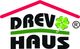 Logo mit Schriftzug "Drev Haus", Kleeblatt und rotem Hausdachsymbol darüber.