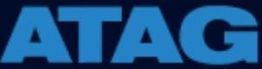 „ATAG“-Logo in blauer Schrift auf dunklem Hintergrund.