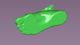 Modelo 3D de un pie en verde sobre fondo morado.