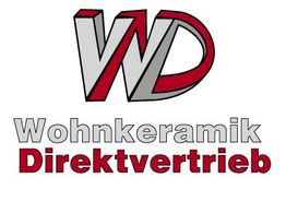 Logo mit den Buchstaben WD und dem Text "Wohnkeramik Direktvertrieb" in roten und grauen Farben.