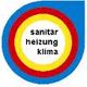 Rundes Logo mit den Worten "sanitär heizung klima" in Kreisen aus Gelb, Rot und Blau.