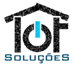 Logotipo com a palavra "Soluções" embaixo de um gráfico de casa com o ícone de "power".