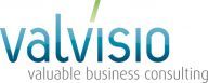 Logo mit dem Schriftzug "valvisio, valuable business consulting" in Blautönen.