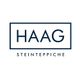Logo mit der Aufschrift "HAAG STEINTEPPICHE" in einem rechteckigen Rahmen.