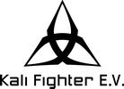 Schwarzes Logo mit drei ineinander verschlungenen Bögen und Text "Kali Fighter E.V." darunter.