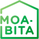 Logo verde con texto "MOA BITA" dentro de un contorno de casa.