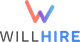 Logo of WillHire with a stylized "W" in orange and blue above the brand name.