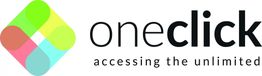 Buntes Logo von Oneclick mit den Worten "accessing the unlimited" darunter.