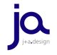 Blaues "ja"-Logo mit dem Schriftzug "j+a.design" in Grau darunter.