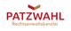 Logo der Patzwahl Rechtsanwaltskanzlei in Rot und Braun.