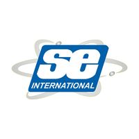 Logo with "SE International" in blue and white, encircled by stylized orbits.