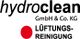 Hydroclean-Logo mit rotem Punkt und Text "Lüftungsreinigung".