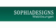 Grünes Logo mit weißem Text: "SOPHIADESIGNS Weblösungen".