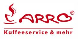 Logo mit rotem Schriftzug "ARRO" und Text "Kaffeeservice & mehr", daneben Kaffeetassenmotiv.