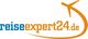 Logo mit der Aufschrift "reiseexpert24.de" und einem stilisierten Flugzeug als Teil des Designs.