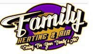 Logo for "Family Heating & Air" with the slogan "Caring For Your Family's Air."