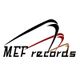 Logo von MEF Records mit stilisierten, geschwungenen Linien in Schwarz, Rot und Gold.