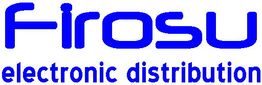 Blaues Logo mit dem Text "Firosu electronic distribution" auf weißem Hintergrund.