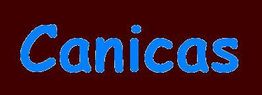 Texto azul "Canicas" sobre fondo marrón oscuro.