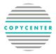 Logo mit Text "COPYCENTER" in einem grauen, gestreiften Kreis.