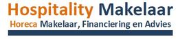 Tekstlogo met "Hospitality Makelaar" en "Horeca Makelaar, Financiering en Advies" erboven.