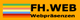 Logo mit bunten Streifen, Text: "FH.WEB Webpräsenzen" auf orangefarbenem Hintergrund.
