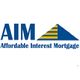 Logo of AIM with a blue and yellow triangle, text: "Affordable Interest Mortgage".