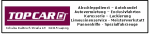 TOPCAR-Logo mit Serviceleistungen: Abschleppdienst, Autovermietung, Karosserie, Lackierung.
