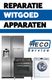 Koelkast, fornuis, wasmachine en HECO Service-logo voor reparatie van witgoedapparaten.