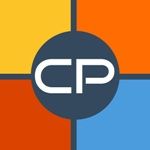 Logo mit vier bunten Quadraten und einem Kreis in der Mitte mit den Buchstaben "CP".