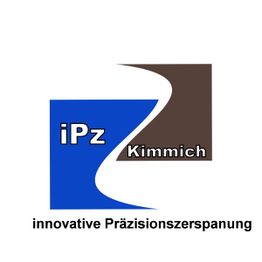 Logo mit blauen und braunen Flächen, Text: "iPz Kimmich, innovative Präzisionszerspanung".