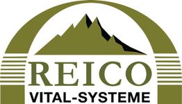 Logo mit Bergmotiv und Text "Reico Vital-Systeme" in Grün und Schwarz.