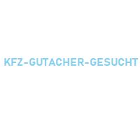 Text: "KFZ-Gutachter gesucht" in hellblauer Schrift auf weißem Hintergrund.