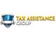 Logo of Tax Assistance Group with shield emblem and yellow and white text.