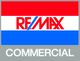RE/MAX-Logo mit rotem, weißem, blauem Streifen und dem Wort "COMMERCIAL" darunter.