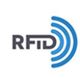 Logo mit den Buchstaben "RFID" und blauen Funkwellen rechts.