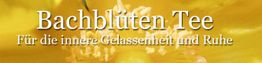 Bachblüten Tee Verpackung in Gelb mit Text "Für die innere Gelassenheit und Ruhe".
