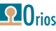 Blauw en beige logo met de tekst "Orios".