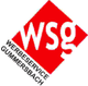 Rotes WSG-Logo auf weißem Hintergrund, mit Text "WERBESERVICE GUMMERSBACH".