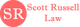 Logo with "SR" circle and "Scott Russell Law" text in coral color.