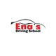 Logo of Ena's Driving School with a car outline and red and black text.