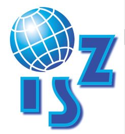Logo mit Weltkugel und Buchstaben "I", "S", "Z" in blau und weiß.
