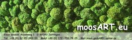 Grünes Moos mit Kontaktdaten für moosART.eu. Adresse und Telefonnummern unten.