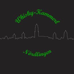Logo mit Skyline von Nördlingen, Schriftzug "Whisky-Kammerl Nördlingen" in Grün.