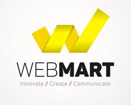 Yellow "W" logo with "WEBMART" and tagline: "Innovate / Create / Communicate" underneath.