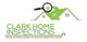Logo for Clark Home Inspections with a magnifying glass over a stylized house roof.